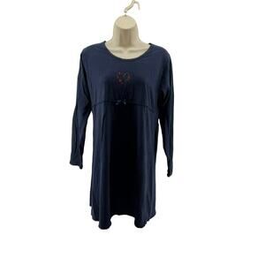 Vintage Victoria's Secret Country Sleep Shirt Navy Embroidered Womens Small